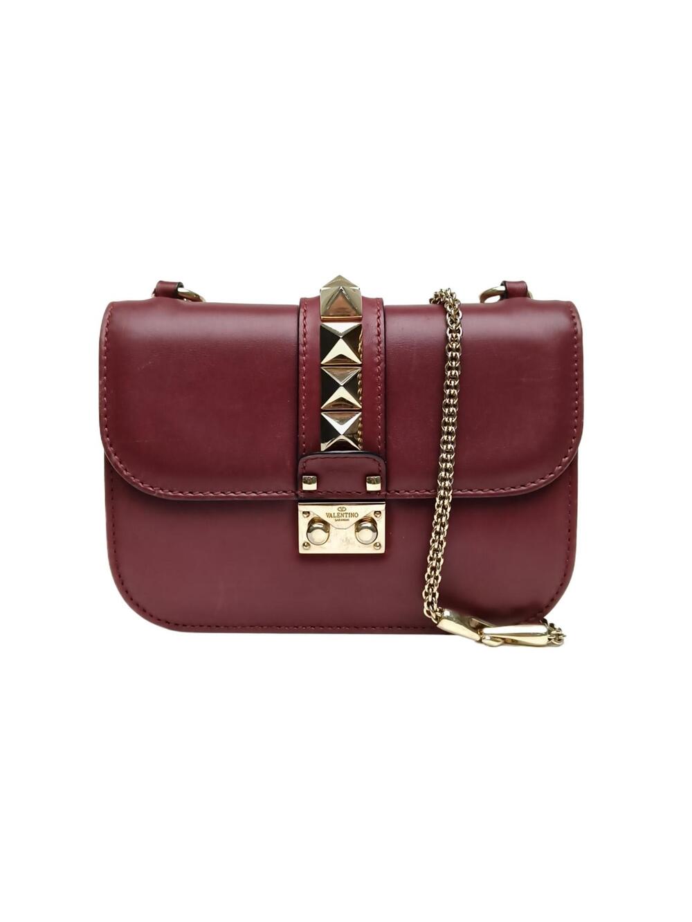 Valentino Red Rivet Chain Bag Calfskin #360181V40B